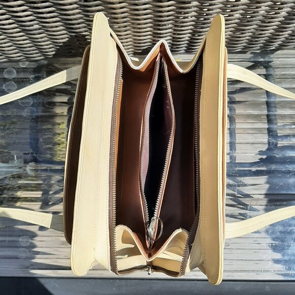 VINTAGE Hand Tooled Mexican Leather Purse Handbag Tan Floral 11" x 8" x 5" - Picture 15 of 16